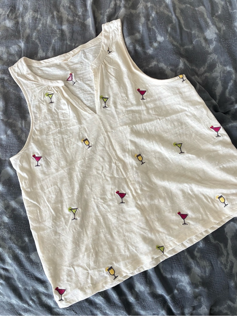 🌟Lucky Brand Women’s White/Cream Embroidered Sleeveless/tank Top•Sz M